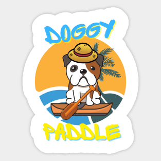 English bulldog doing the doggy paddle on a boat Sticker